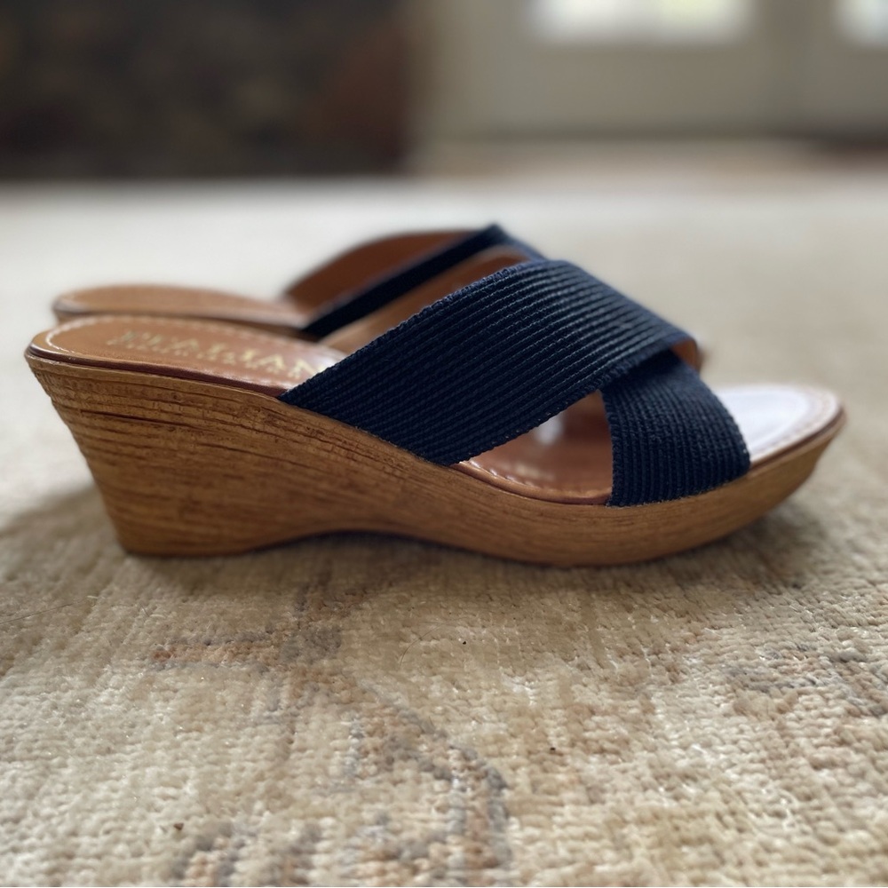 Italian Shoemakers Navy Crisscross Elastic Mule Sandals - Picture 8 of 12
